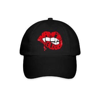 Vampirlippe - Baseballkappe - Schwarz/Schwarz - Vorne