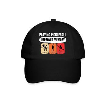 Pickleball spielen verbessert das Gedächtnis - Baseballkappe - Schwarz/Schwarz - Vorne