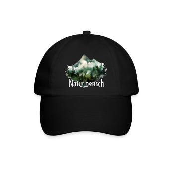 Naturmensch Geschenk Wandern Dorfkinder Berg Motiv - Baseballkappe - Schwarz/Schwarz - Vorne