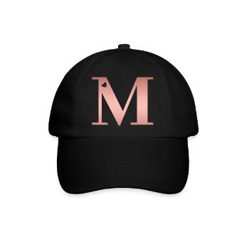 Buchstabe M Roségold - Baseballkappe - Schwarz/Schwarz - Vorne