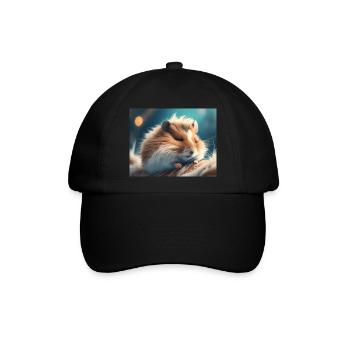 Niedliche Tiere im Winterschlaf – Hamster - Baseballkappe - Schwarz/Schwarz - Vorne