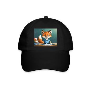 Niedlicher kleiner Teufel Fuchs Alltag – liest - Baseballkappe - Schwarz/Schwarz - Vorne