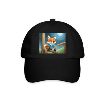 Niedlicher kleiner Teufel Fuchs Alltag – Spielplatz - Baseballkappe - Schwarz/Schwarz - Vorne