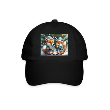 Niedlicher kleiner Teufel Fuchs Alltag – Kekse - Baseballkappe - Schwarz/Schwarz - Vorne