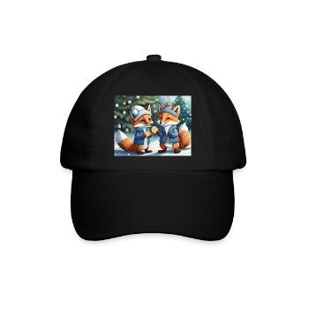 Niedlicher kleiner Teufel Fuchs Alltag – Kekse - Baseballkappe - Schwarz/Schwarz - Vorne