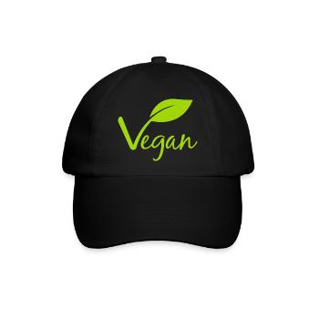 Vegan mit einem Blatt für Veganer und Vegetarier - Baseballkappe - Schwarz/Schwarz - Vorne