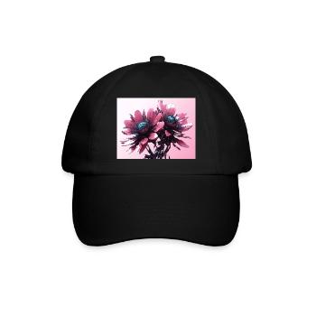 Cyberpunk-Blumen - Baseballkappe - Schwarz/Schwarz - Vorne