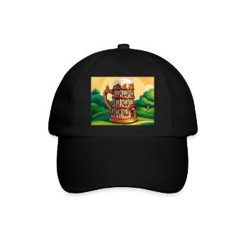 Ein Fachwerkhaus in Form eines Bieres - Baseballkappe - Schwarz/Schwarz - Vorne