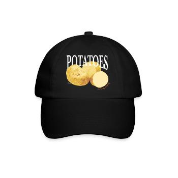 Potatoes – Retro Gemüse-Statement - Baseballkappe - Schwarz/Schwarz - Vorne