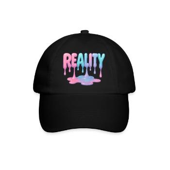Reality - Tropfende Pastell Schrift - Baseballkappe - Schwarz/Schwarz - Vorne