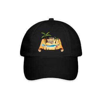 Abenteuerliche Schatzkarte mit Goldtruhe - Baseballkappe - Schwarz/Schwarz - Vorne