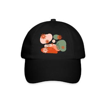 florale Illustrationen, Pflanzen,terrakotta,öko - Baseballkappe - Schwarz/Schwarz - Vorne