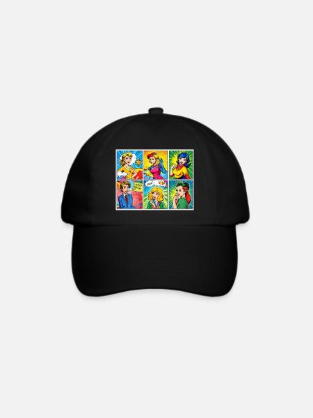 Pop Art ,bunte cartoonhafte Charaktere, comic - Baseballkappe - Schwarz/Schwarz