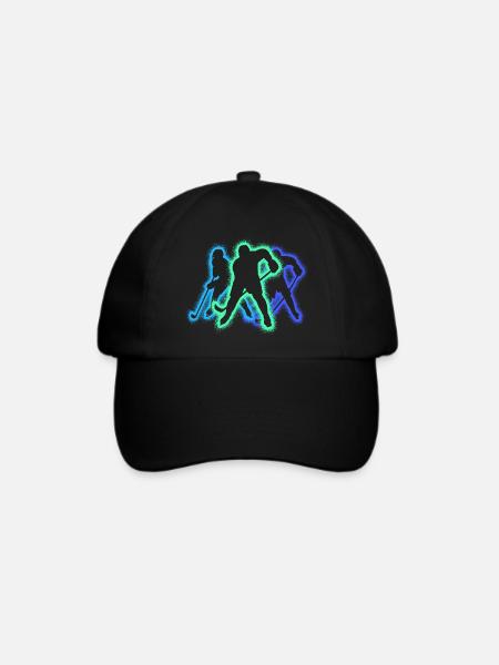 Eishockey Silhouette Jungen Eishockeyspieler - Baseballkappe - Schwarz/Schwarz