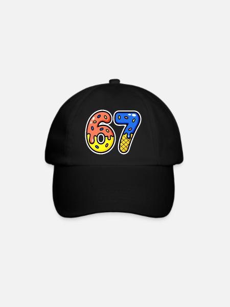 Siebenundsechzig, 67, 6, 7 - Baseballkappe - Schwarz/Schwarz