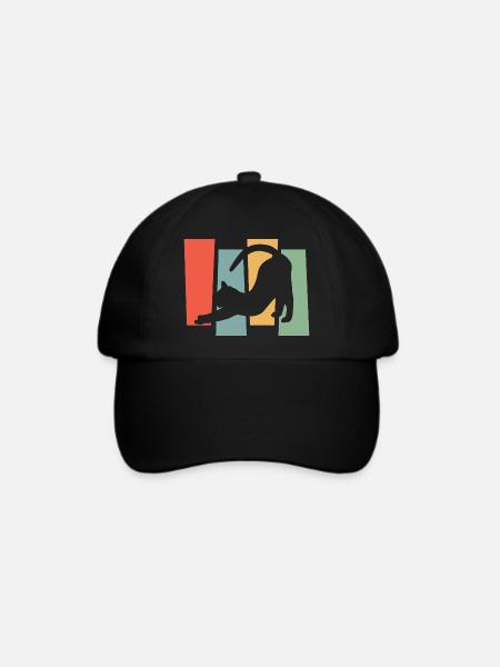 Katzen-Silhouette vor Farbblöcken - Baseballkappe - Schwarz/Schwarz