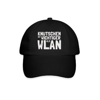 Knutschen ist wichtiger als WLAN – Lustiger Spruch - Baseballkappe - Schwarz/Schwarz - Vorne