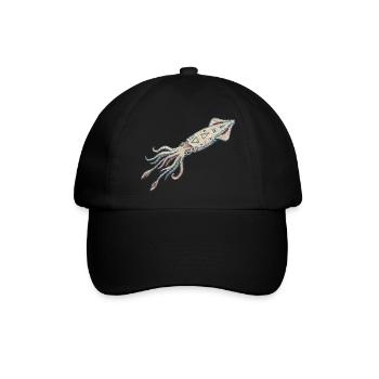 Bestickter Tintenfisch – Meeresmotiv (gedruckt) - Baseballkappe - Schwarz/Schwarz - Vorne