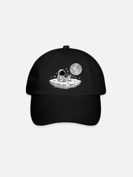 Astronaut Hund Bulldog Space - Baseballkappe - Schwarz/Schwarz