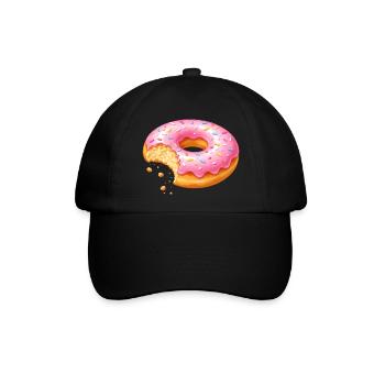 Donut mit Biss – Süßes Dessert Design   - Baseballkappe - Schwarz/Schwarz - Vorne