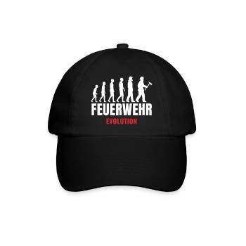 Feuerwehr Evolution Feuerwehrmann lustiger Spruch - Baseballkappe - Schwarz/Schwarz - Vorne