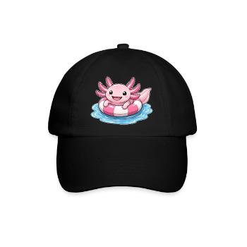 Süßer Axolotl im Schwimmring - Baseballkappe - Schwarz/Schwarz - Vorne