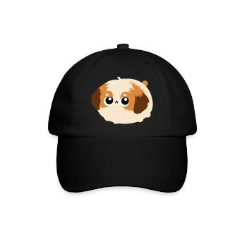 Chibi Flauschiges Shih Tzu-Welpengesicht - Baseballkappe - Schwarz/Schwarz - Vorne