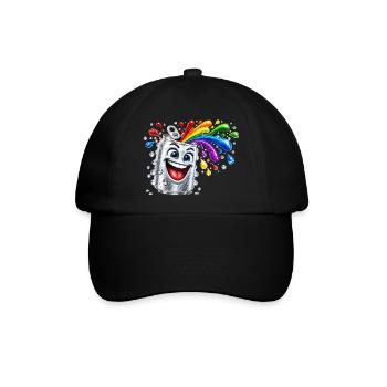 Fröhliche Farbdusche aus Dose - Baseballkappe - Schwarz/Schwarz - Vorne