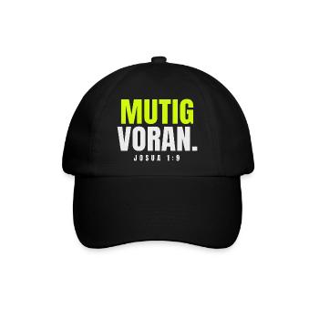 Mutig voran – Josua 1,9 - Baseballkappe - Schwarz/Schwarz - Vorne