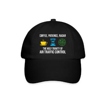 Fluglotse Kaffee Radar ATC Luftfahrt - Baseballkappe - Schwarz/Schwarz - Vorne