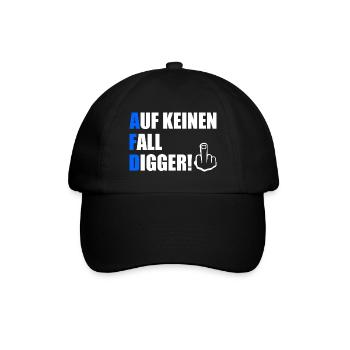 auf keinen fall digga - Baseballkappe - Schwarz/Schwarz - Vorne