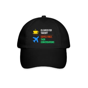 Fluglotse Kaffee ATC Luftfahrt Humor - Baseballkappe - Schwarz/Schwarz - Vorne