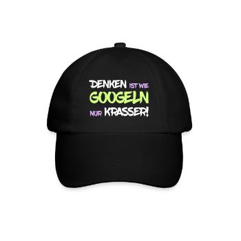 Denken ist wie googeln nur krasser - Baseballkappe - Schwarz/Schwarz - Vorne