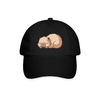 Süßes Capybara Rosa Schleife Capybara - Baseballkappe - Schwarz/Schwarz - Vorne