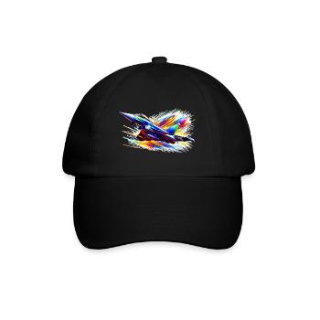 Kampfjet / Eurofighter - Farbsplash - Baseballkappe - Schwarz/Schwarz - Vorne
