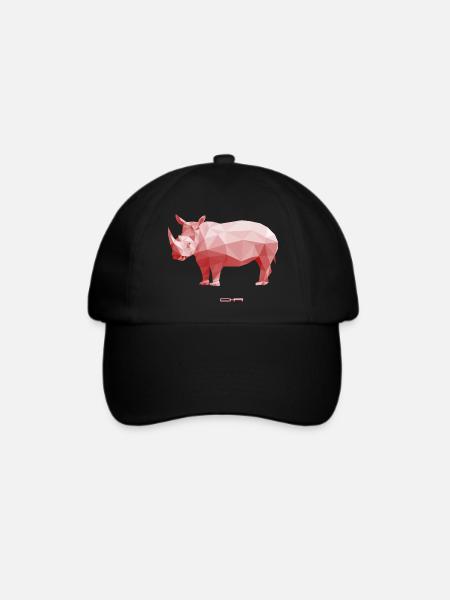 Low Poly Rhino - Baseballkappe - Schwarz/Schwarz
