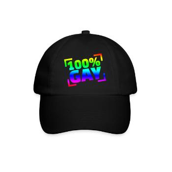 100 Gay / CSD - Baseballkappe - Schwarz/Schwarz - Vorne
