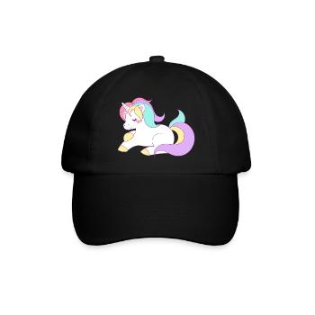 süßes Einhorn - Baseballkappe - Schwarz/Schwarz - Vorne