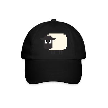 8 Bit Schaf - Baseballkappe - Schwarz/Schwarz - Vorne