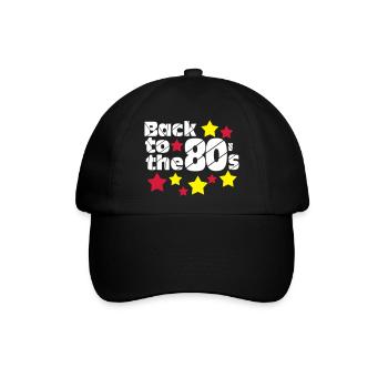 80er Party,Fun Shirt,Back to the 80s..(25) - Baseballkappe - Schwarz/Schwarz - Vorne