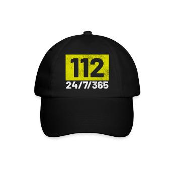 112 24 7 Feuerwehr - Baseballkappe - Schwarz/Schwarz - Vorne
