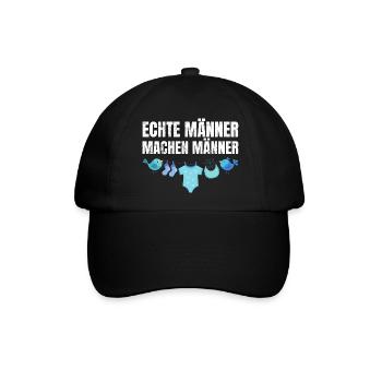 Echte Männer machen Männer | Babyparty Geschenk - Baseballkappe - Schwarz/Schwarz - Vorne