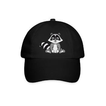 Waschbär freundlich lächeln - Baseballkappe - Schwarz/Schwarz - Vorne