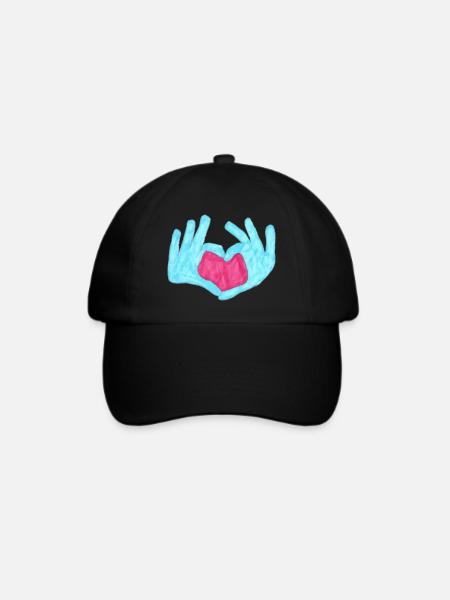 Hände Herz - Baseballkappe - Schwarz/Schwarz