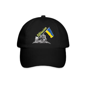 ukrainische flagge hissen - Baseballkappe - Schwarz/Schwarz - Vorne