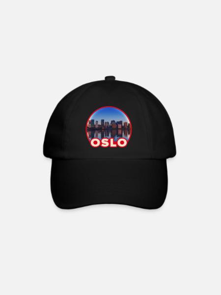 Oslo Skyline Rundlogo - Baseballkappe - Schwarz/Schwarz