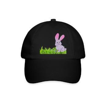 Kaninchen auf Gras - Baseballkappe - Schwarz/Schwarz - Vorne