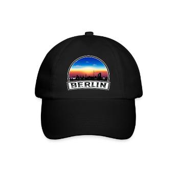 Berlin Berliner Skyline Retro Sun Schriftzug - Baseballkappe - Schwarz/Schwarz - Vorne