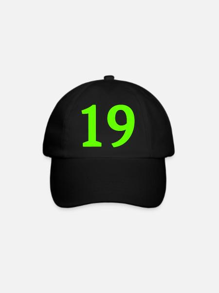 Anzahl 19 - Baseballkappe - Schwarz/Schwarz