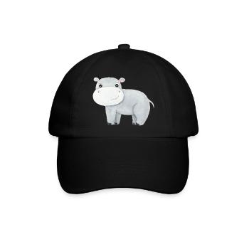 Süßes Nilpferd Baby Afrika Savanne Safari Hippo - Baseballkappe - Schwarz/Schwarz - Vorne